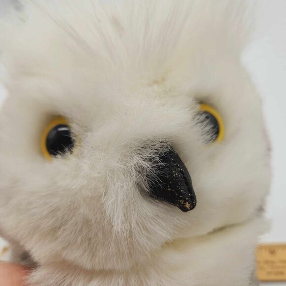 Cascade Toy Realistic Snowy Owl Puppet Plush Head Turns White Gray Spotted 12" - Picture 3 of 7